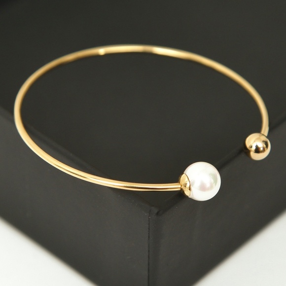 MAJORICA Bracelet GOLDEN AURA Pearl Steel Ball 8mm White Round Pearl - Picture 2 of 4